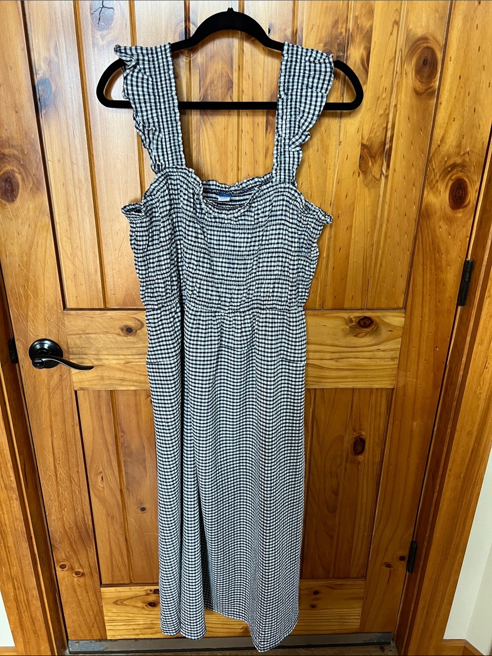 Old Navy dark blue and White Gingham Maxi Dress with Ruffle Straps